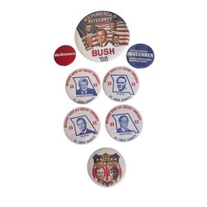 Vintage Lot of Republican Pins Buttons Bush Dole McGovern Beuchner St Louis